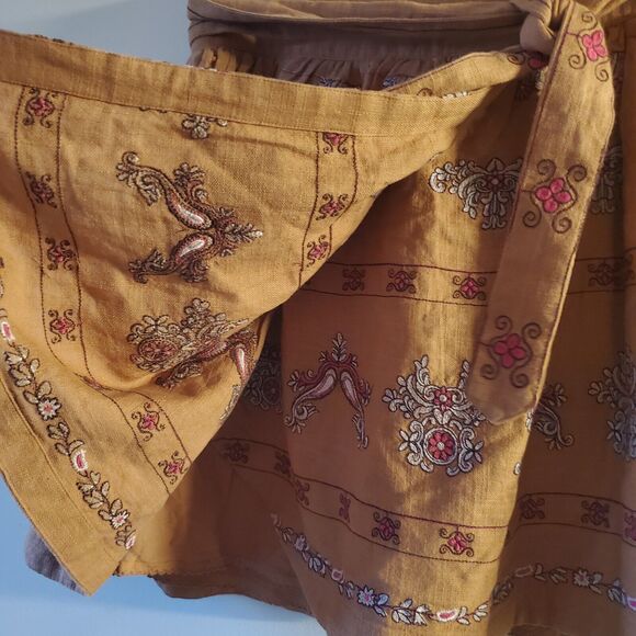 Anthropologie Meghan Embroidered Pocketed Wrap Mini Skirt US Size 10 Boho Indie - Picture 6 of 16